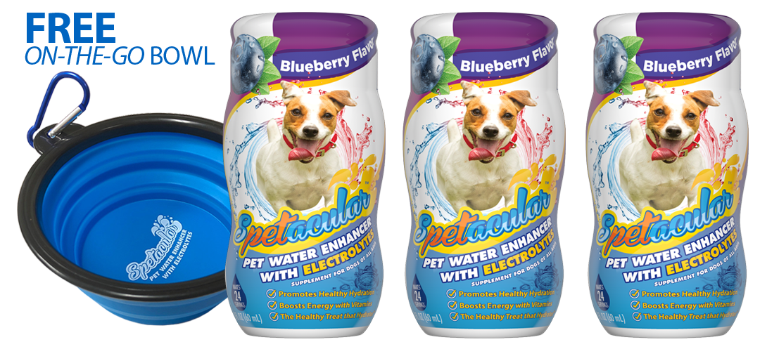 DOG VITAMIN WATER WITH ELECTROLYTES - 3 PACKS - GET FREE BOWL - FREE SHIPPING!