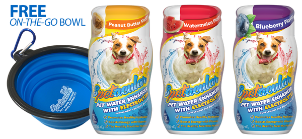 DOG VITAMIN WATER WITH ELECTROLYTES - 3 PACKS - GET FREE BOWL - FREE SHIPPING!